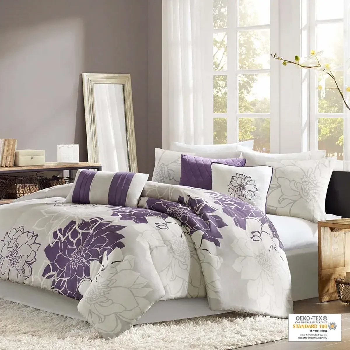 Olliix by Madison Park Purple Queen Lola Comforter Set