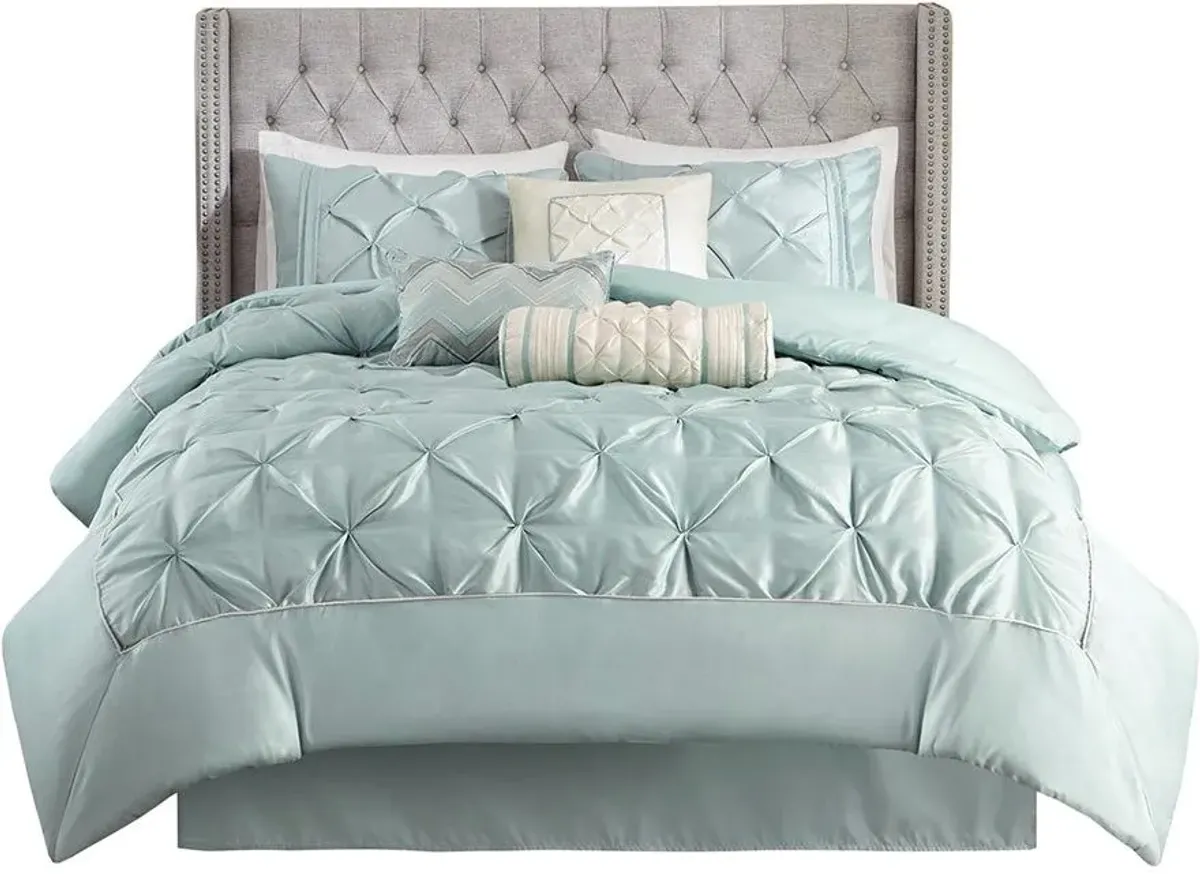 Olliix by Madison Park Laurel 7 Piece Seafoam Full Tufted Comforter Set