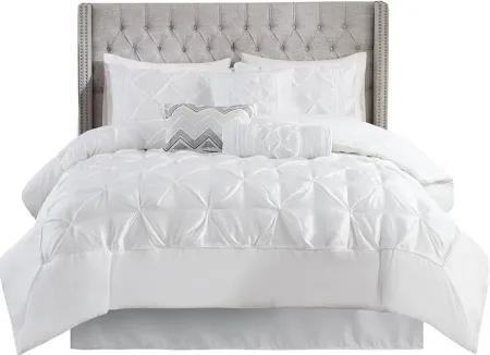 Olliix by Madison Park Laurel 7 Piece White Full Tufted Comforter Set