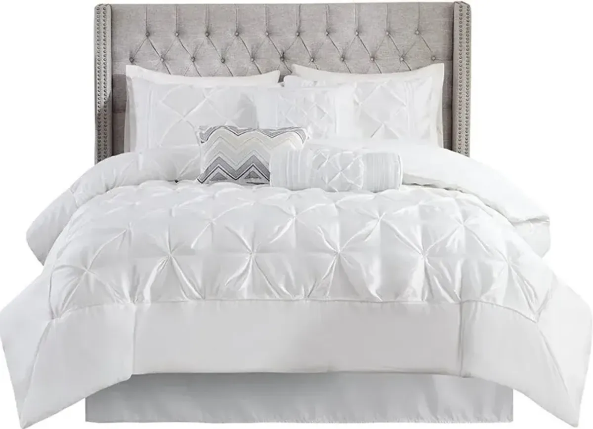 Olliix by Madison Park Laurel 7 Piece White Full Tufted Comforter Set