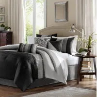 Olliix by Madison Park 7 Piece Black Full Amherst Comforter Set