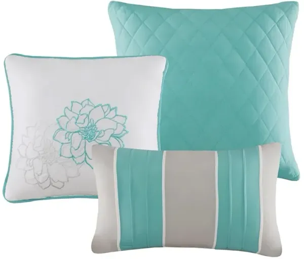 Olliix by Madison Park Aqua Queen Lola Comforter Set