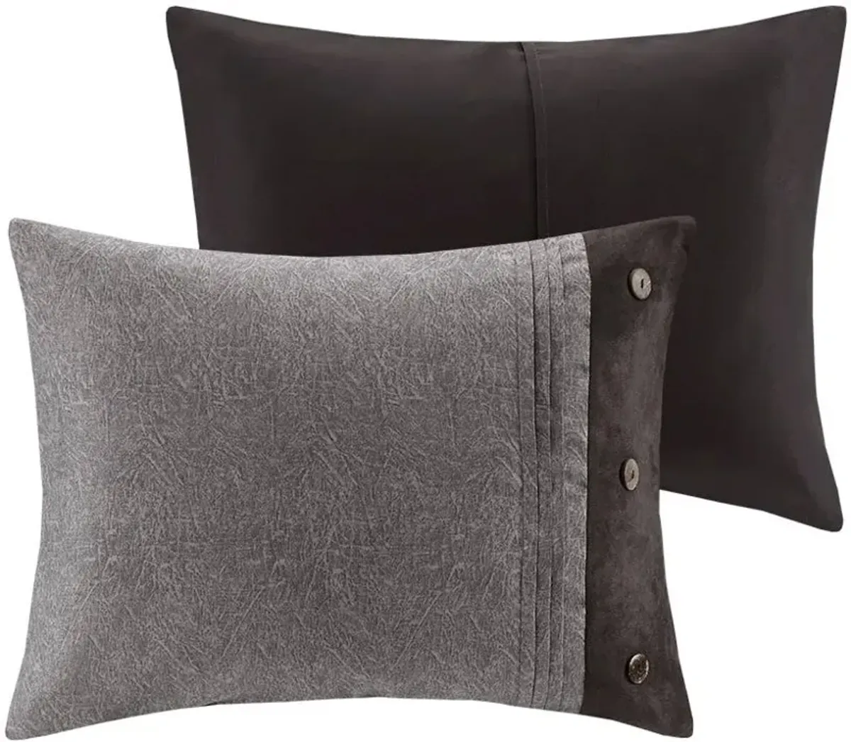 Olliix by Madison Park Boone 7 Piece Grey King Faux Suede Comforter Set