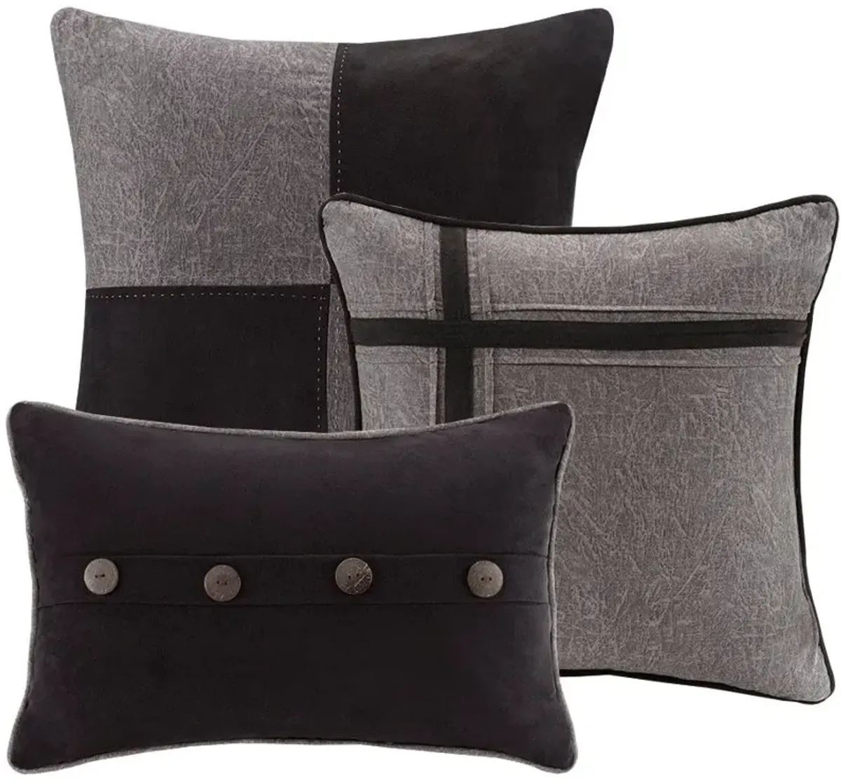 Olliix by Madison Park Boone 7 Piece Grey California King Faux Suede Comforter Set