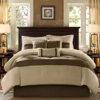Olliix by Madison Park Natural Queen Palmer 7 Piece Comforter Set