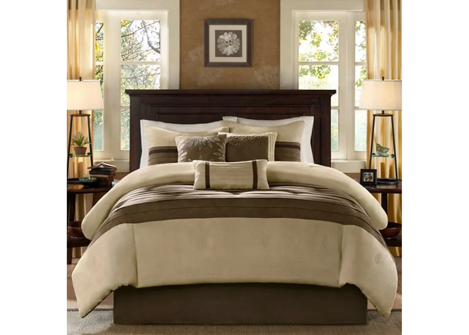 Olliix by Madison Park Natural Queen Palmer 7 Piece Comforter Set