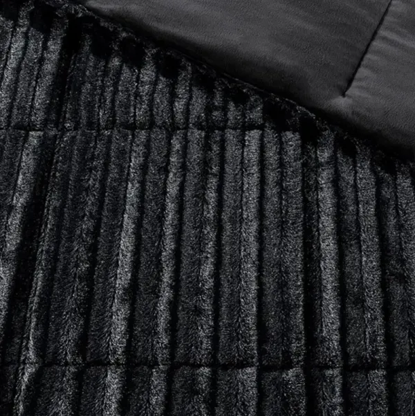 Olliix by Madison ParkDuke Black Full/Queen Faux Fur Comforter Mini Set