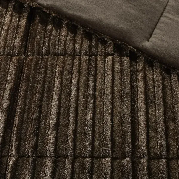 Olliix by Madison Park Duke Chocolate King/California King Faux Fur Comforter Mini Set