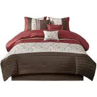 Olliix by Madison Park Red Queen Serene Embroidered 7 Piece Comforter Set