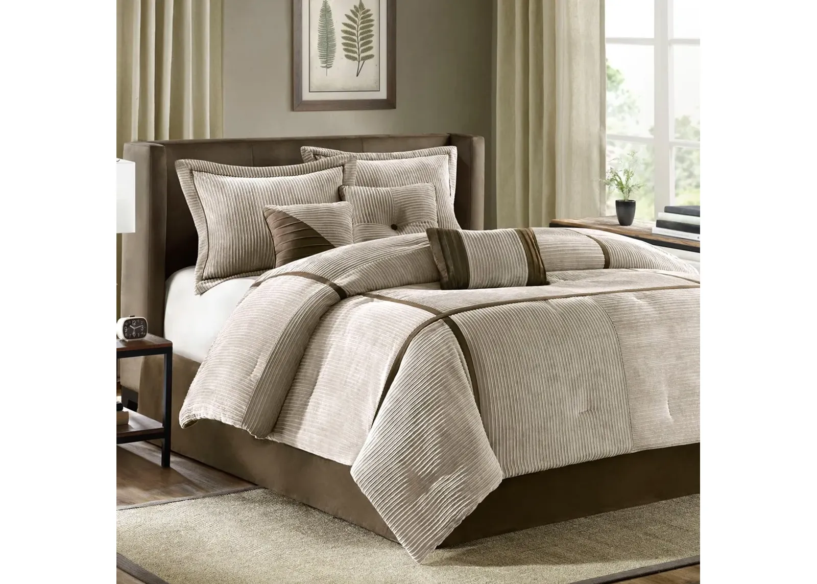 Olliix by Madison Park 7 Piece Taupe California King Dallas Comforter Set