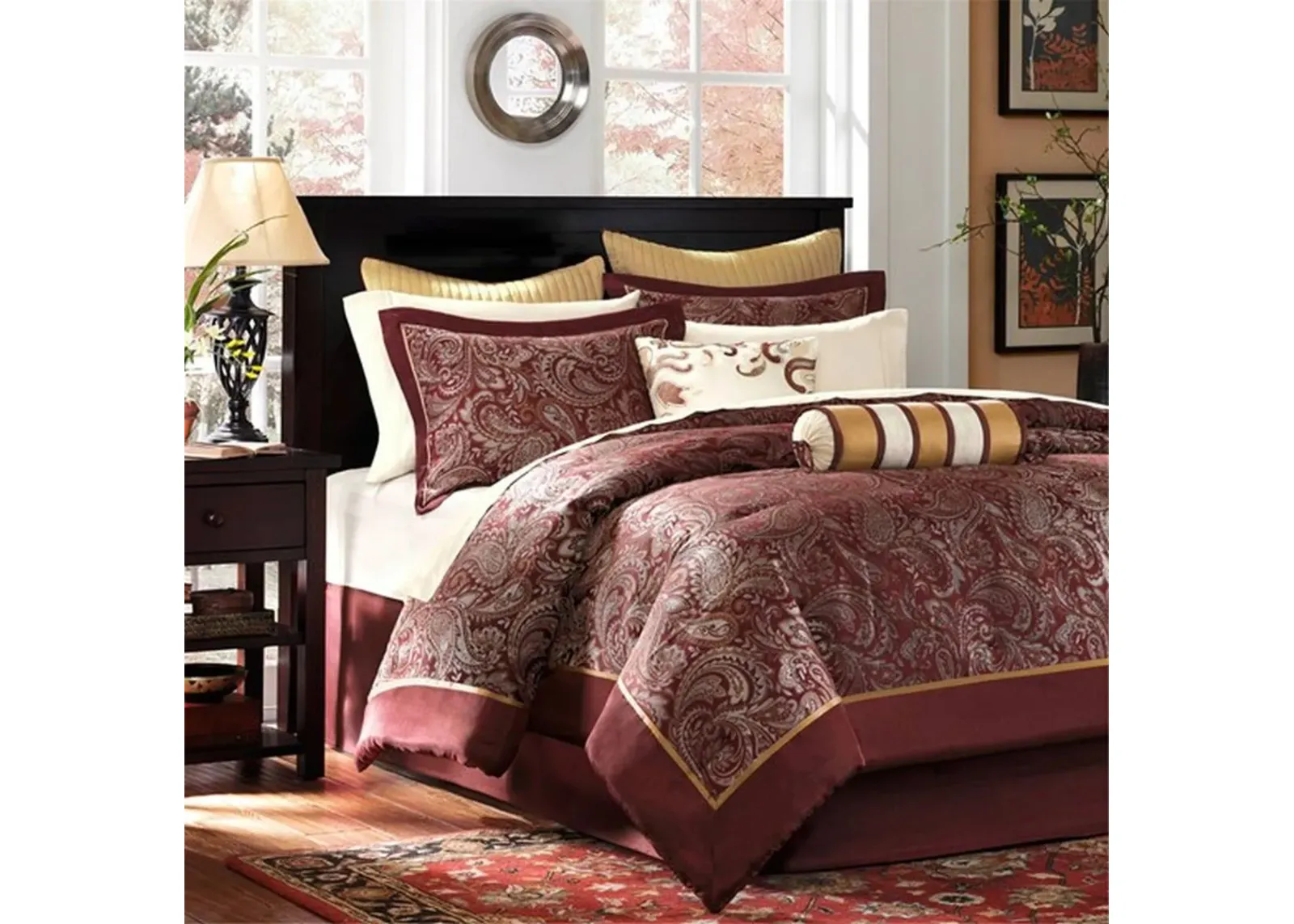 Olliix by Madison Park Red Queen Aubrey 12 Piece Complete Bed Set