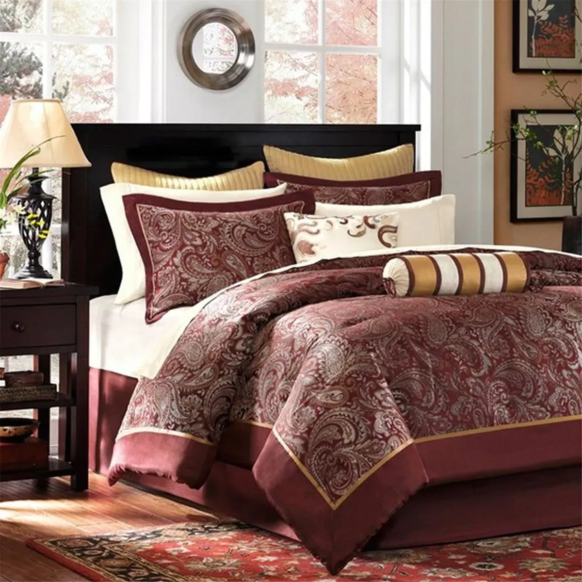 Olliix by Madison Park Red Queen Aubrey 12 Piece Complete Bed Set