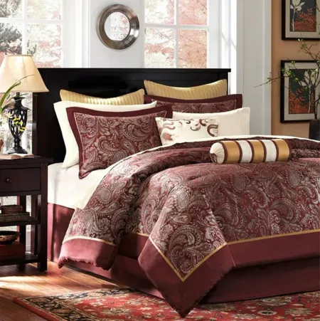 Olliix by Madison Park Red King Aubrey 12 Piece Complete Bed Set
