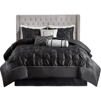 Olliix by Madison Park Laurel 7 Piece Black Queen Tufted Comforter Set