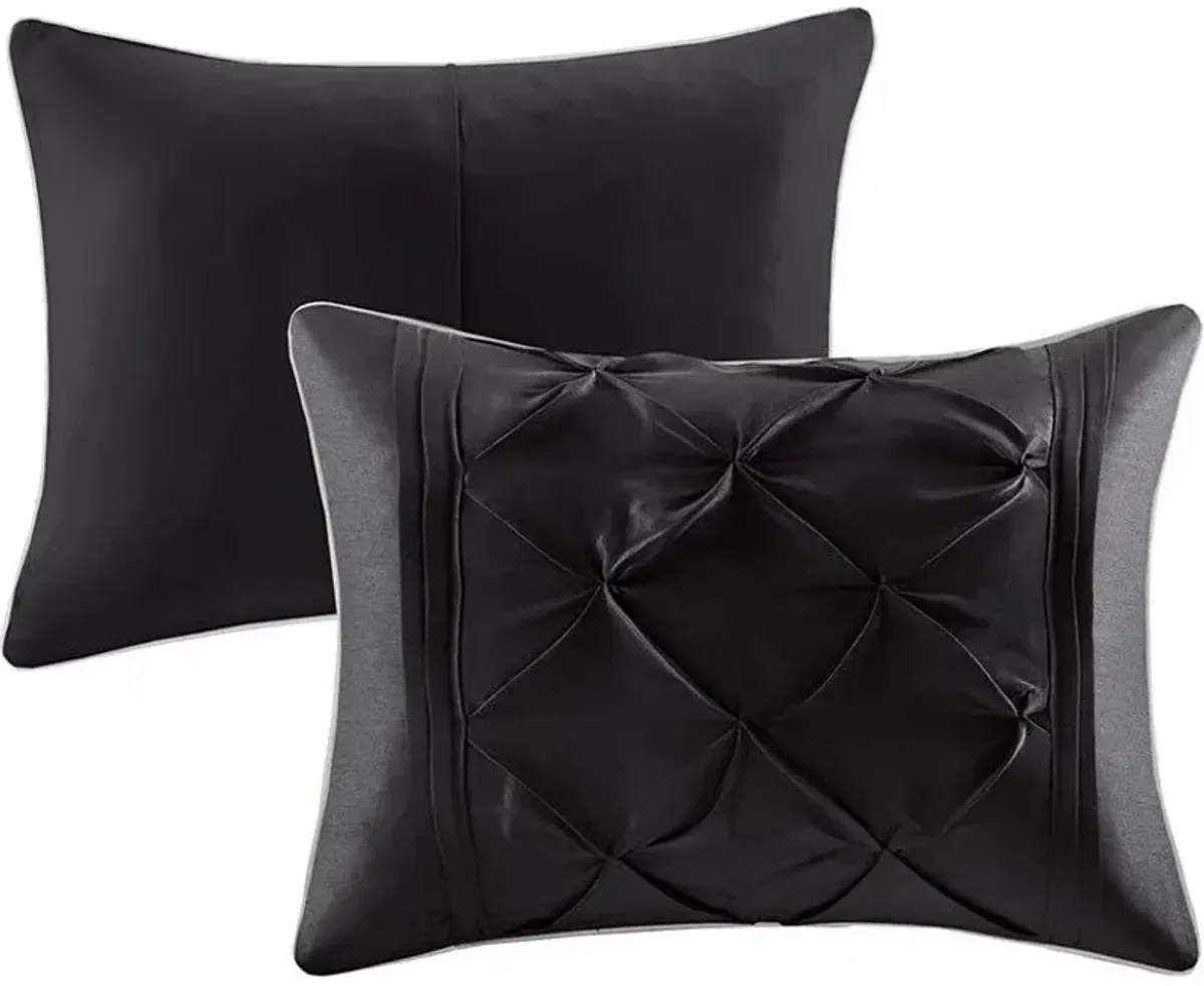 Olliix by Madison Park Laurel 7 Piece Black California King Tufted Comforter Set