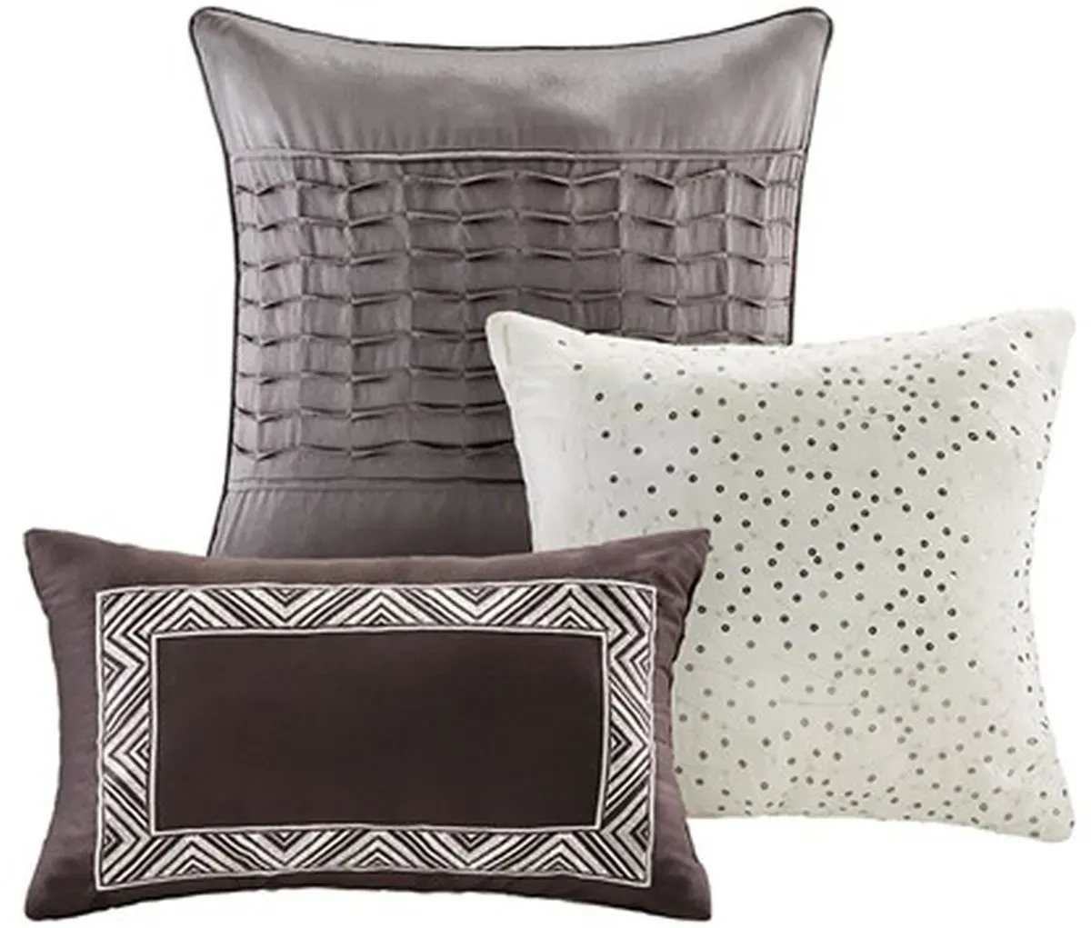 Olliix by Madison Park Rhapsody 7 Piece Grey/Taupe Queen Comforter Set