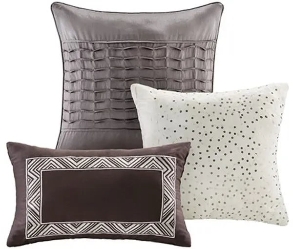 Olliix by Madison Park Rhapsody 7 Piece Grey/Taupe Queen Comforter Set