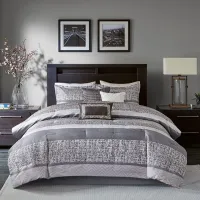 Olliix by Madison Park Grey/Taupe Queen Rhapsody Comforter Set