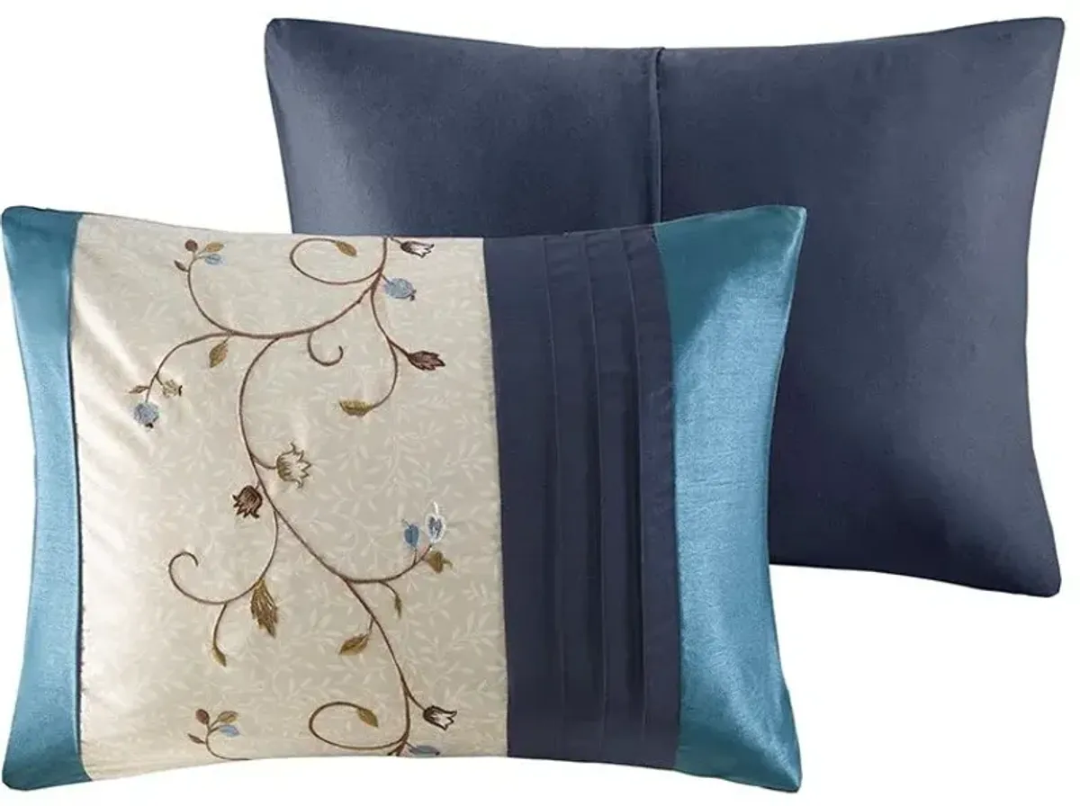 Olliix by Madison Park Serene 7 Piece Navy King Embroidered Comforter Set