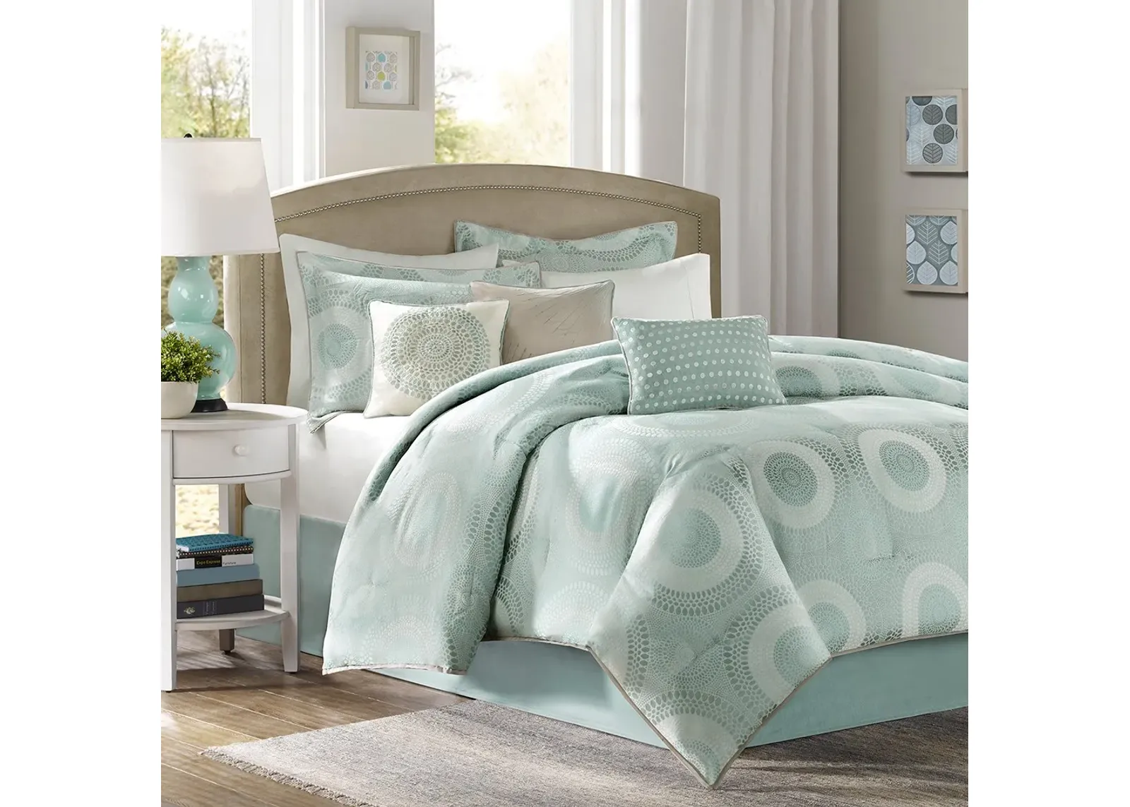 Olliix by Madison Park Baxter 7 Piece Blue Queen Comforter Set