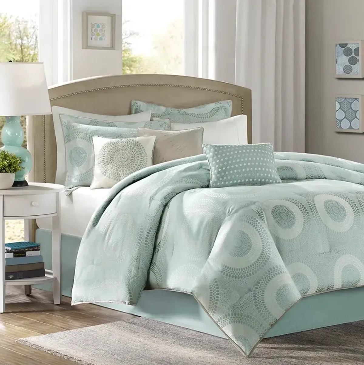 Olliix by Madison Park Baxter 7 Piece Blue King Comforter Set