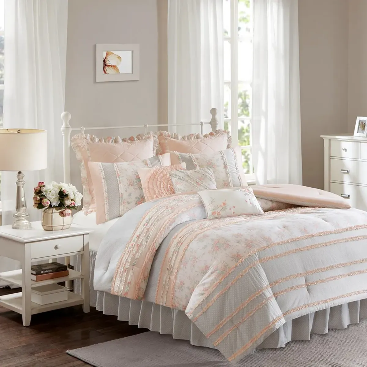 Olliix by Madison Park Coral Queen Serendipity Cotton Percale Comforter Set