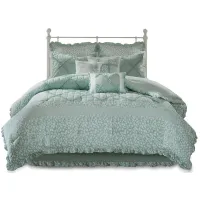 Olliix by Madison Park 9 Piece Seafoam Queen Mindy Cotton Percale Comforter Set