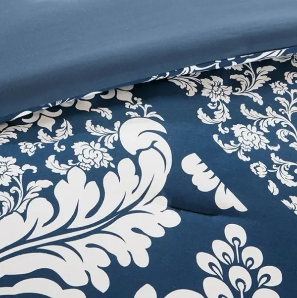 Olliix by Madison Park Indigo Queen Vienna 7 Piece Cotton Printed Comforter Set