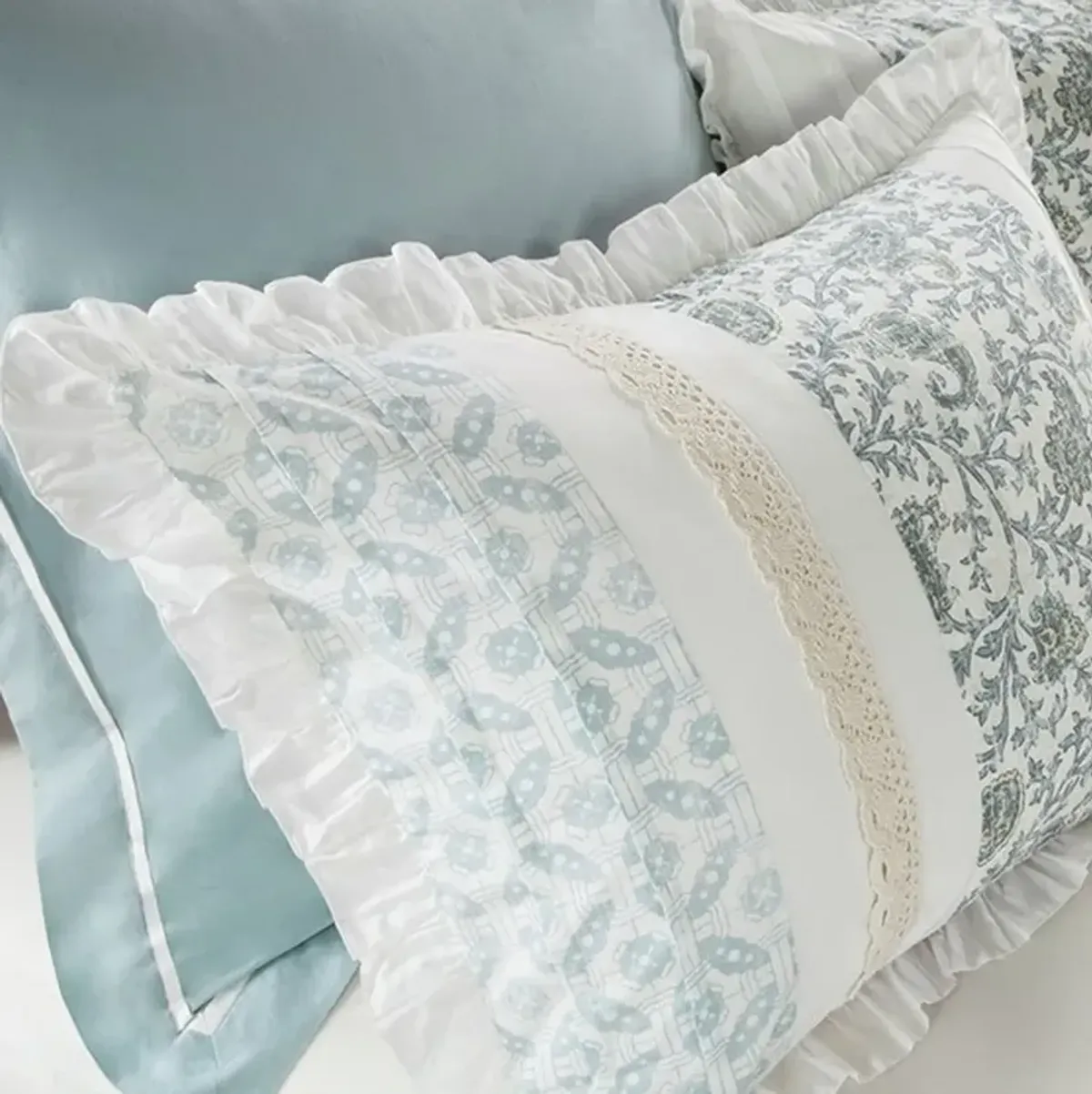 Olliix by Madison Park Blue Queen Dawn 9 Piece Cotton Percale Comforter Set