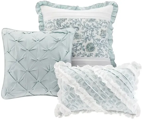 Olliix by Madison Park Blue Queen Dawn 9 Piece Cotton Percale Comforter Set