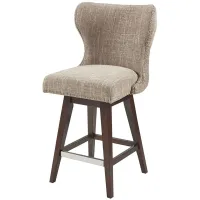 Olliix by Madison Park Camel/Brown Hancock High Wingback Button Tufted Upholstered Swivel Counter Height Stool