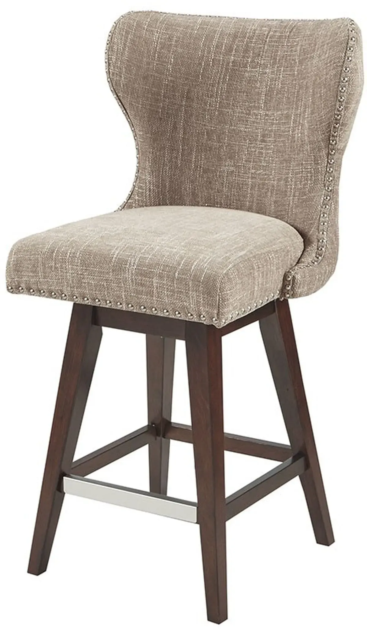 Olliix by Madison Park Camel/Brown Hancock High Wingback Button Tufted Upholstered Swivel Counter Height Stool