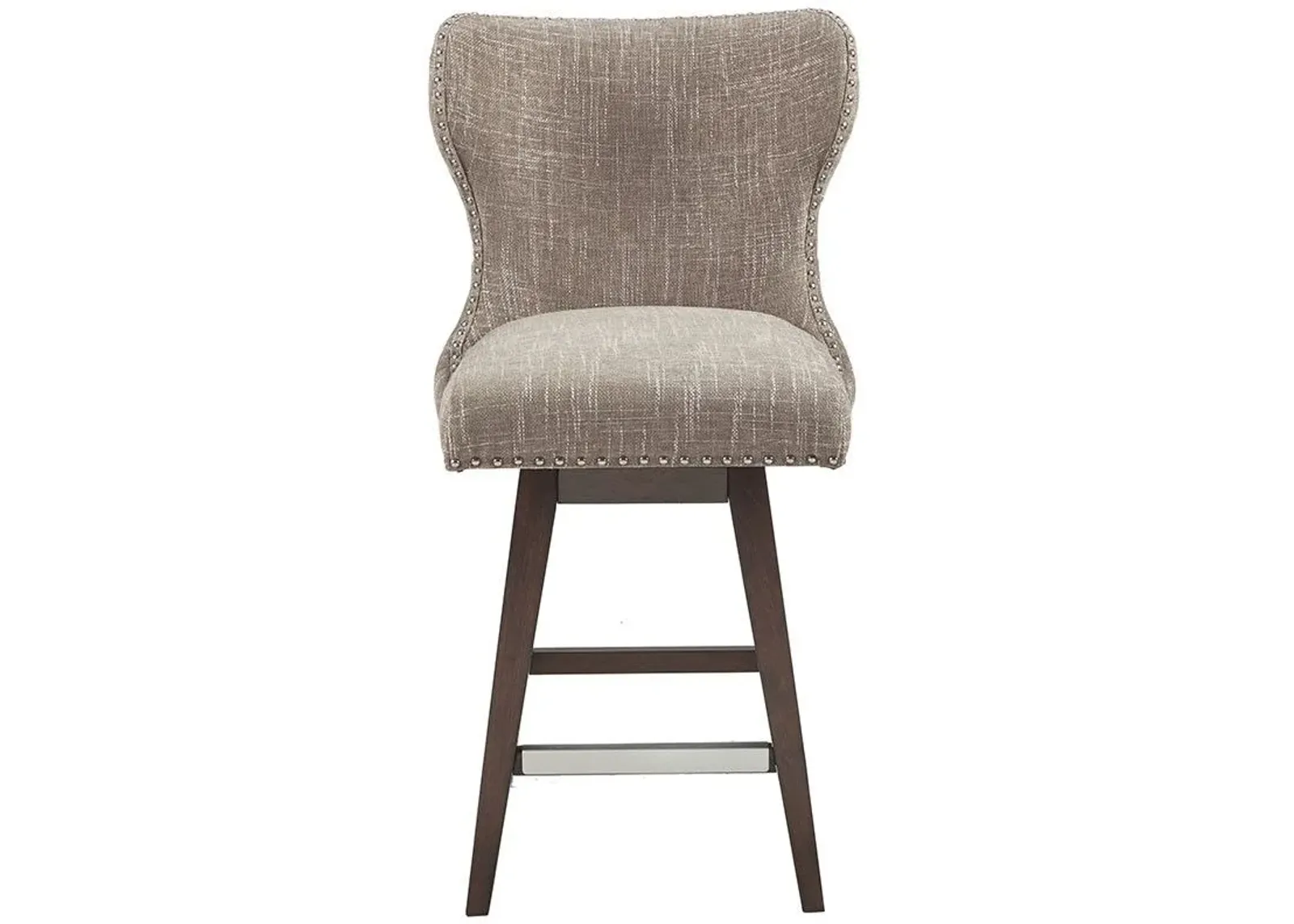 Olliix by Madison Park Camel/Brown Hancock High Wing Back Button Tufted Upholstered 32" Swivel Bar Stool