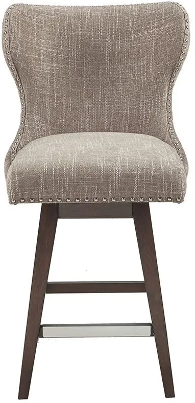 Olliix by Madison Park Camel/Brown Hancock High Wing Back Button Tufted Upholstered 32" Swivel Bar Stool