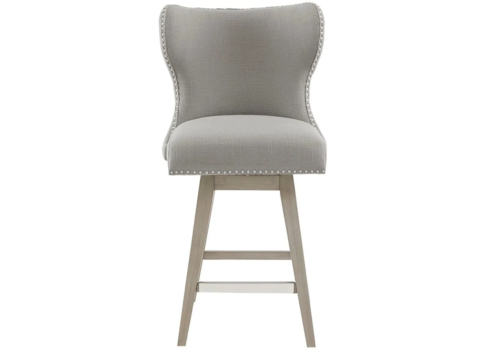 Olliix by Madison Park Grey Hancock High Wingback Button Tufted Upholstered Swivel Counter Height Stool