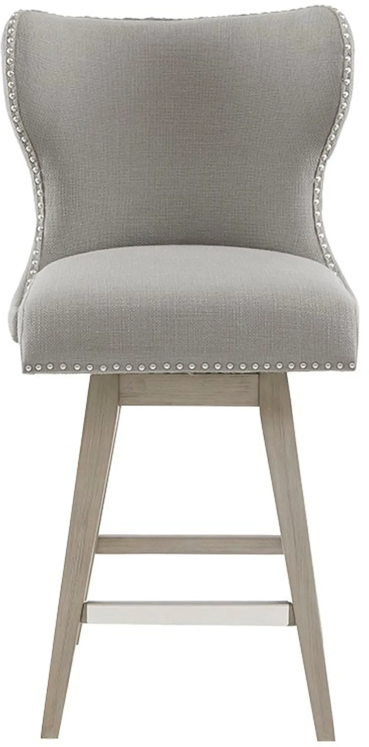 Olliix by Madison Park Grey Hancock High Wingback Button Tufted Upholstered Swivel Counter Height Stool