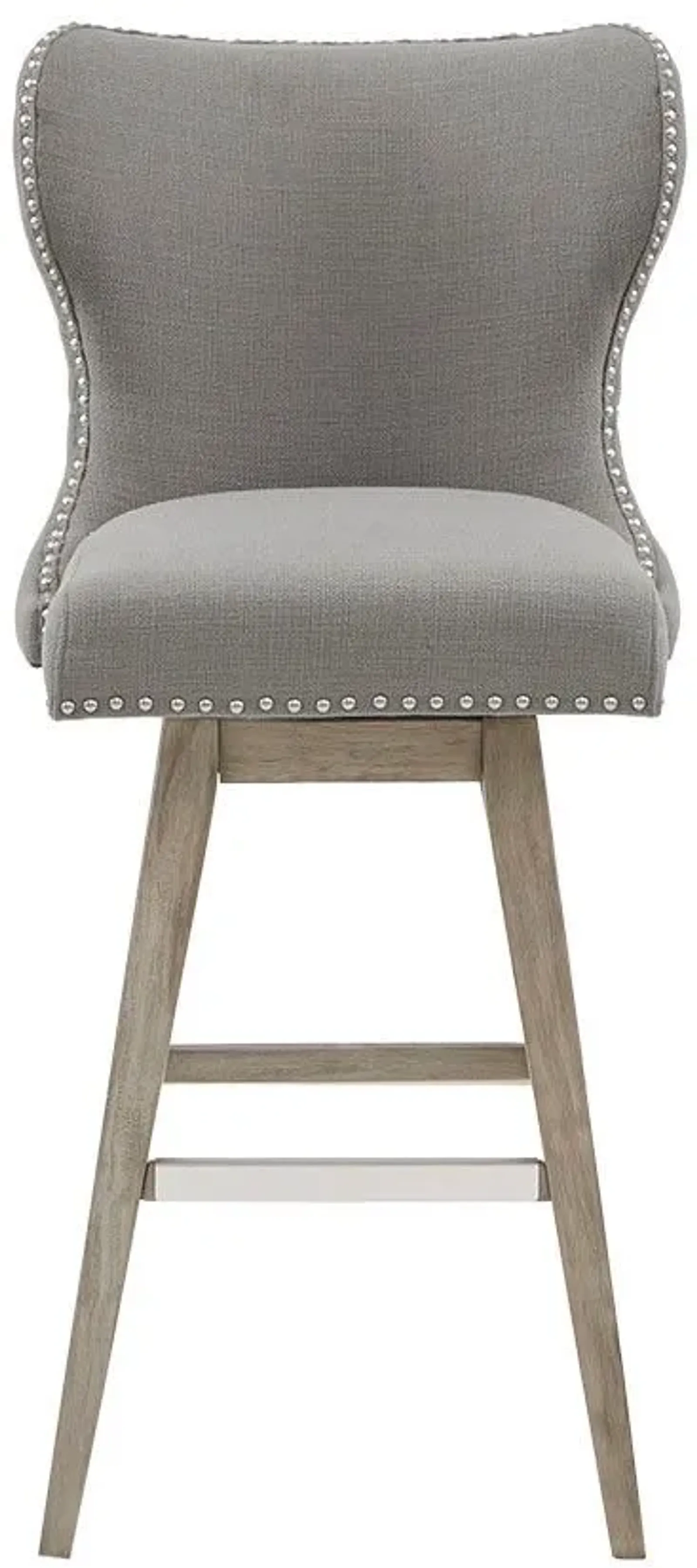 Olliix by Madison Park Grey Hancock High Wing Back Button Tufted Upholstered 32" Swivel Bar Stool