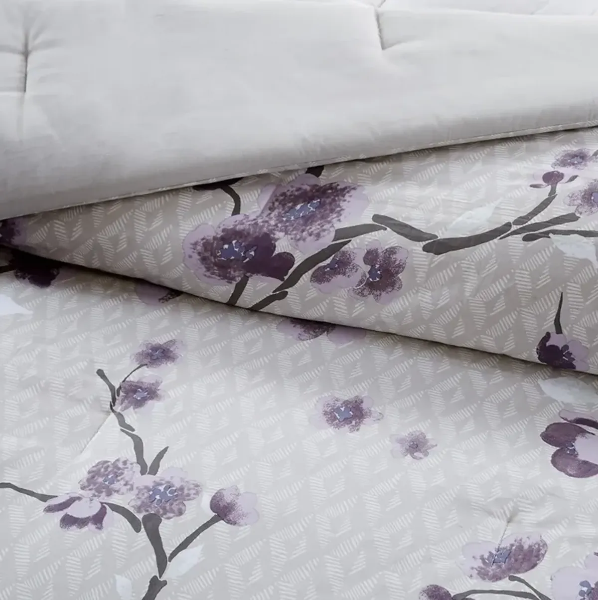 Olliix by Madison Park 8 Piece Purple California King Holly Cotton Comforter Set