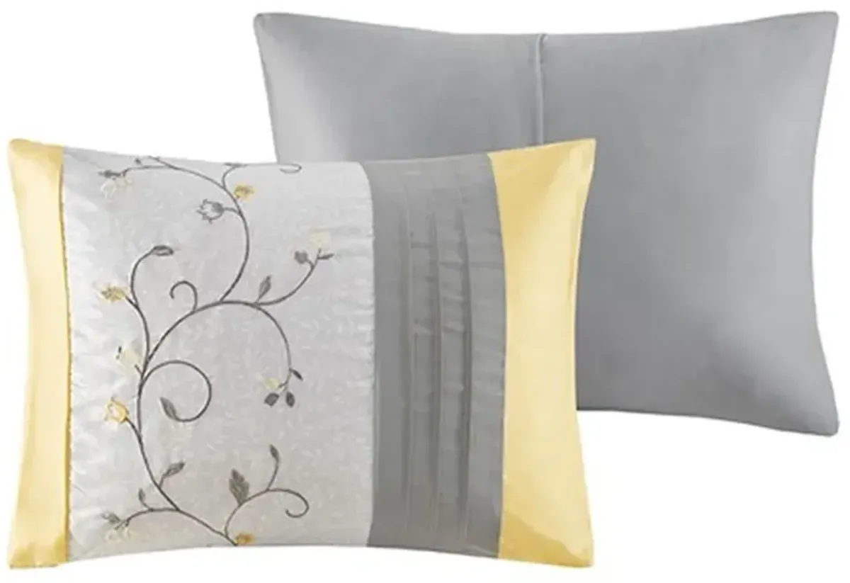 Olliix by Madison Park Serene 7 Piece Yellow Queen Embroidered Comforter Set