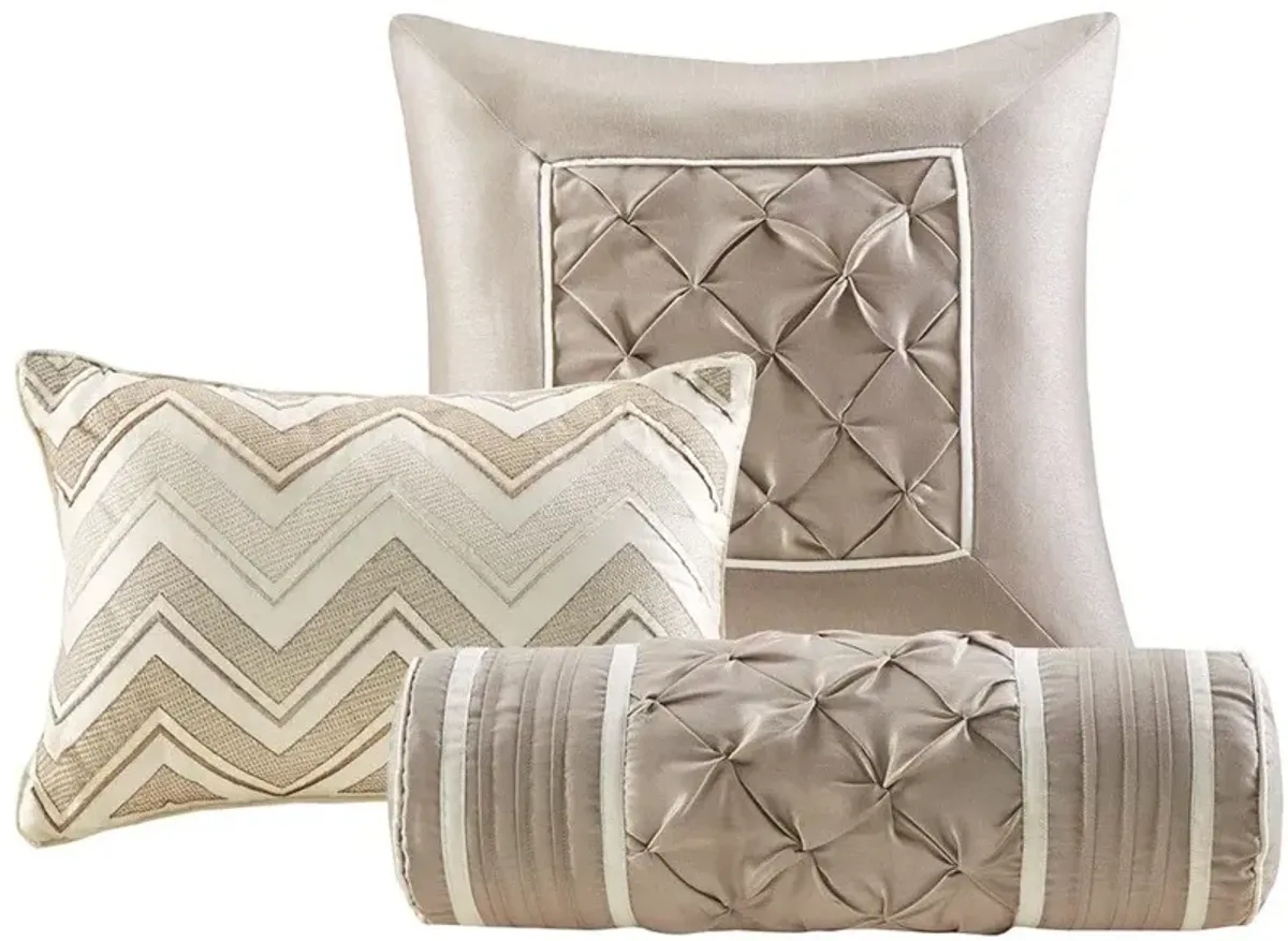 Olliix by Madison Park Laurel 7 Piece Ivory California King Tufted Comforter Set