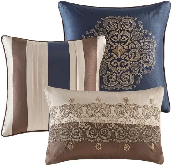 Olliix by Madison Park 7 Piece Navy King Donovan Jacquard Comforter Set