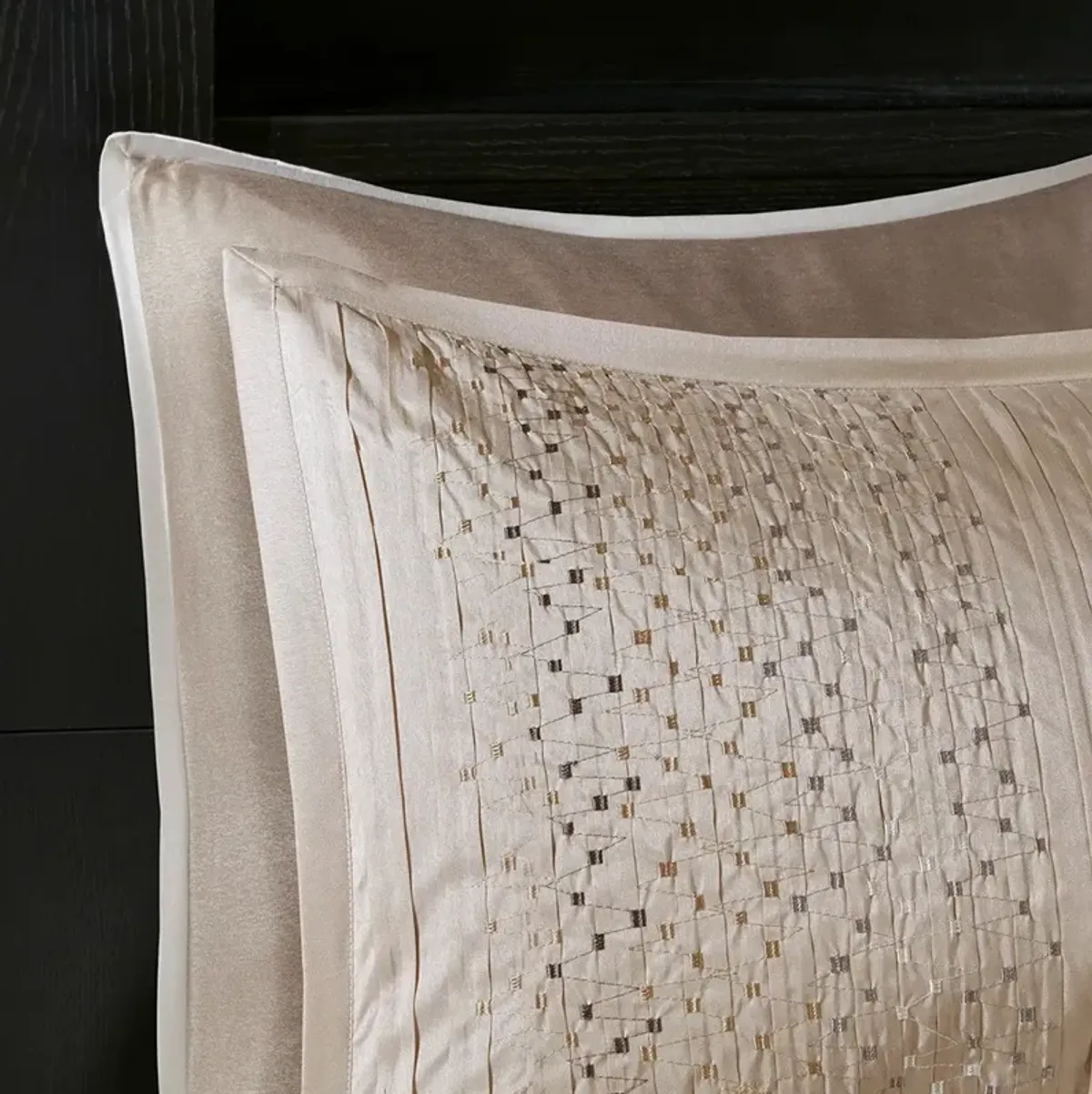 Olliix by Madison Park 8 Piece Natural California King Camelia Embroidered Comforter Set