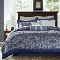Olliix by Madison Park Navy California King Aubrey 12 Piece Complete Bed Set