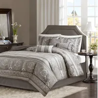 Olliix by Madison Park 7 Piece Grey King Bellagio Jacquard Comforter Set