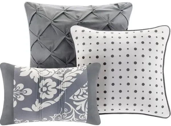 Olliix by Madison Park 7 Piece Grey King Vienna Cotton Printed Comforter Set