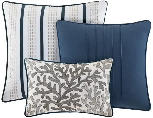 Olliix by Madison Park Bayside 7 Piece Blue Queen Comforter Set