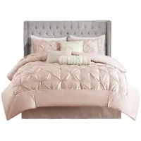 Olliix by Madison Park Blush Queen Laurel 7 Piece Tufted Comforter Set