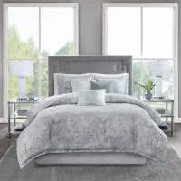 Olliix by Madison Park 7 Piece Grey King Emory Cotton Sateen Comforter Set