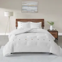 Olliix by Madison Park 3 Piece White Full/Queen Finley Cotton Waffle Weave Comforter Set