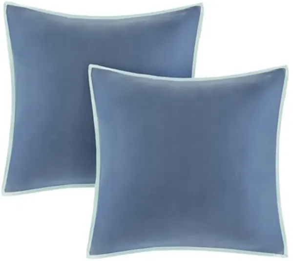 Olliix by Madison Park Blue Queen Isla 8 Piece Cotton Printed Reversible Comforter Set